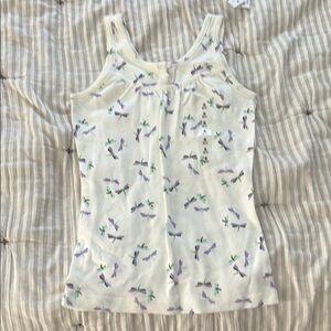 GAP Kids Cream Tank Top with Purple and Green Dragonflies
